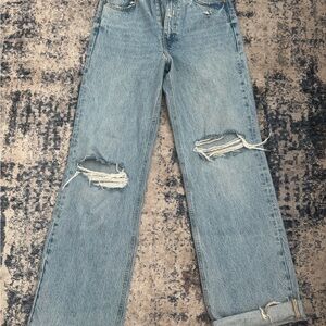 Zara Light Blue Distressed Boyfriend Jeans
